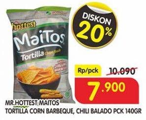 Promo Harga MR HOTTEST Maitos Tortilla Chips BBQ, Chilli Balado 140 gr - Superindo