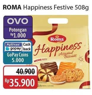 Promo Harga Roma Happiness Assorted Biscuits Festive 508 gr - Alfamidi