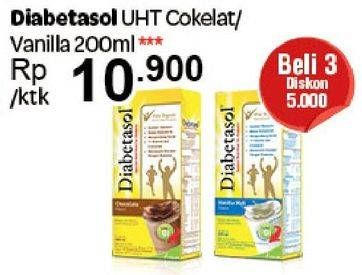 Promo Harga DIABETASOL UHT Chocolate, Vanilla 200 ml - Carrefour