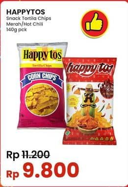 Promo Harga Happy Tos Tortilla Chips Hot Chili, Merah 140 gr - Indomaret