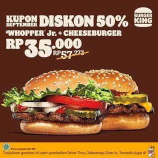 Promo Harga WHOPPER JR + CHEESEBURGER  - Burger King