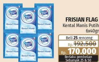 Promo Harga FRISIAN FLAG Susu Kental Manis Putih per 6 sachet 40 gr - Lotte Grosir