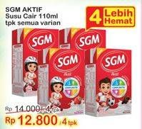 Promo Harga SGM Aktif Susu Cair All Variants per 4 pcs 110 ml - Indomaret