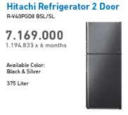 Promo Harga HITACHI R-V40PGD8 | Refrigerator 340 L BBK, BSL  - Electronic City