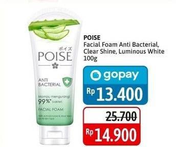 Promo Harga Poise Facial Foam Anti Bacterial, Clear Shine, Luminous White 100 ml - Alfamidi