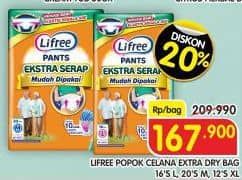 Promo Harga Lifree Popok Celana Ekstra Serap L16, M20, XL12 12 pcs - Superindo