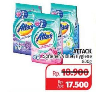 Promo Harga ATTACK Detergent Powder Softener, Violet Perfume, Hygiene Plus Protection 800 gr - Lotte Grosir
