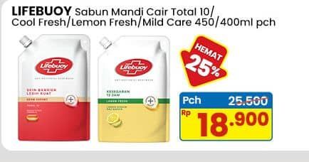 Promo Harga Lifebuoy Body Wash Total 10, Cool Fresh, Lemon Fresh, Mild Care 400 ml - Indomaret