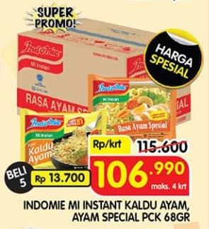 Promo Harga Indomie Mi Kuah Kaldu Ayam, Ayam Spesial per 40 pcs 65 gr - Superindo