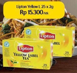 Promo Harga Lipton Yellow Label Tea per 25 pcs 2 gr - Carrefour