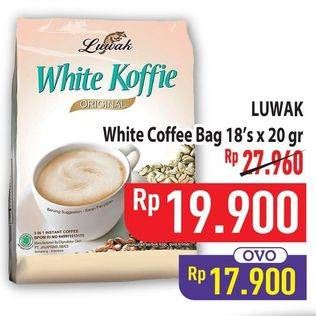 Promo Harga Luwak White Koffie per 18 sachet 20 gr - Hypermart