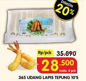 Promo Harga 365 Udang Lapis Tepung per 10 pcs 230 gr - Superindo