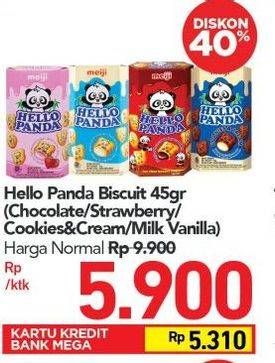 Promo Harga MEIJI HELLO PANDA Biscuit Chocolate, Strawberry, Cookies And Cream, Milk Vanilla 45 gr - Carrefour