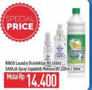 Promo Harga Rinso Laundry Disinfektan/Sahaja Spray Sajadah & Mukenah  - Hypermart