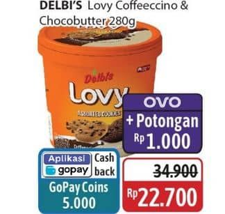 Promo Harga Delbis Lovy Cookies Assorted Coffeeccino Chocobutter 280 gr - Alfamidi