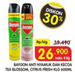 Promo Harga BAYGON Insektisida Spray Tea Blossom, Citrus Fresh 600 ml - Superindo