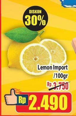 Promo Harga Lemon Import per 100 gr - Hypermart