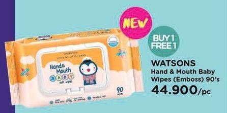 Promo Harga WATSONS Hand & Mouth Baby Wipes 90 sheet - Watsons