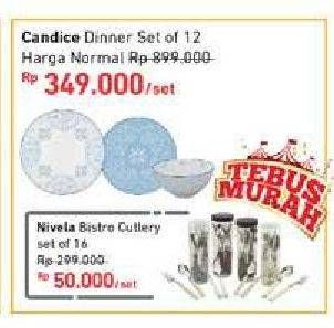 Promo Harga Candice Dinner Set per 12 pcs - Carrefour