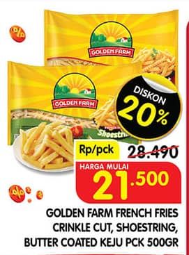 Promo Harga Golden Farm French Fries Crinkle, Shoestring, Coated 500 gr - Superindo