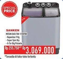 Promo Harga SANKEN TW-1155FBK Washing Machine  - Hypermart
