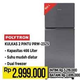 Promo Harga Polytron PRW-23ZS Kulkas 2 Pintu  - Hypermart