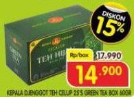 Promo Harga Kepala Djenggot Teh Celup Green Tea Premium, Green Tea Super 60 gr - Superindo