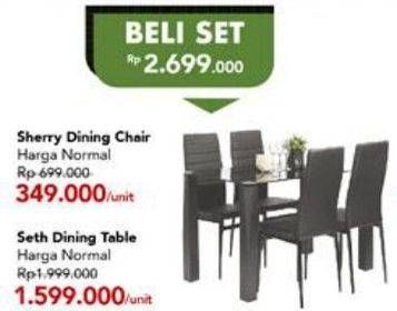 Promo Harga Sherry Dinning Chair + Seth Dinning Table  - Carrefour