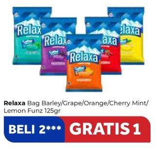 Promo Harga RELAXA Candy Barley Mint, Lemon Mint, Orange Mint, Cherry Mint, Grape Mint 125 gr - Carrefour