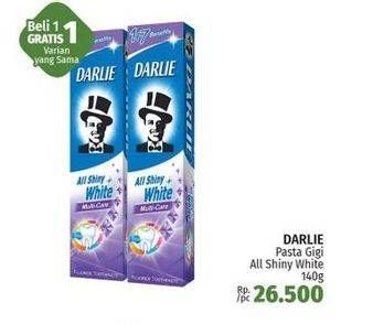 Promo Harga DARLIE Toothpaste All Shiny White Charcoal Clean, All Shiny White Foamy Baking Soda, All Shiny White Lime Mint, All Shiny White Multicare, All Shiny White Whitening Stain Prevention 140 gr - LotteMart