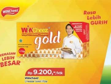 Promo Harga WINcheez Gold Cheddar Keju Olahan  170 gr - TIP TOP