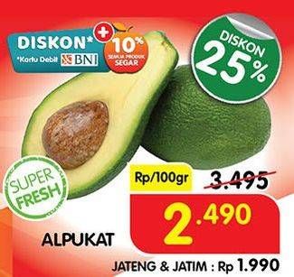 Promo Harga Alpukat per 100 gr - Superindo