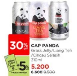 Promo Harga Cap Panda Minuman Kesehatan Cincau, Liang Teh, Cincau Selasih 310 ml - Watsons