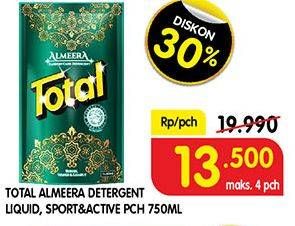 Promo Harga TOTAL Detergent Liquid Almeera Green, Sport Active 750 ml - Superindo