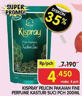 Promo Harga Kispray Pelicin Pakaian Kasturi Suci 200 ml - Superindo