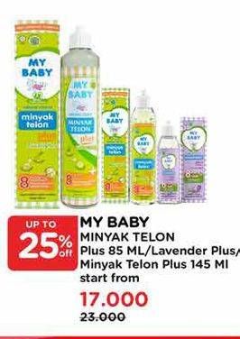 Promo Harga My Baby Minyak Telon Plus Lavender 90 ml - Watsons