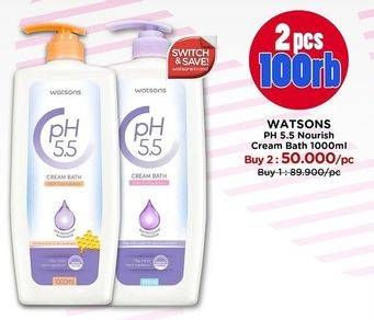 Promo Harga Watsons PH5.5 Cream Bath 1000 ml - Watsons