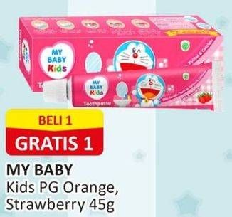 Promo Harga My Baby Kids Toothpaste Orange, Strawberry 45 gr - Alfamart