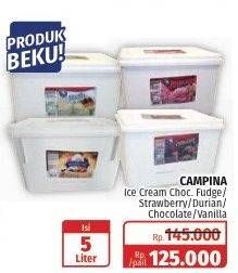 Promo Harga CAMPINA Ice Cream Choc Fudge, Durian, Strawberry, Chocolate, Vanila 5000 ml - Lotte Grosir