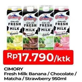 Promo Harga CIMORY Fresh Milk Banana, Chocolate, Matcha, Strawberry 950 ml - TIP TOP