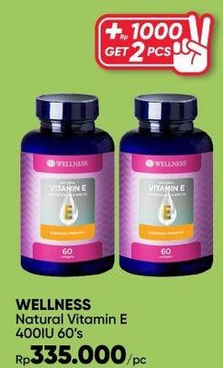 Promo Harga Wellness Natural Vitamin E-400 I.U 60 pcs - Guardian