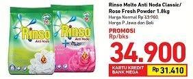 Promo Harga RINSO Molto Detergent Bubuk Classic Fresh, Rose Fresh 1800 gr - Carrefour