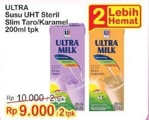 Promo Harga ULTRA MILK Susu UHT Taro, Karamel per 2 pcs 200 ml - Indomaret