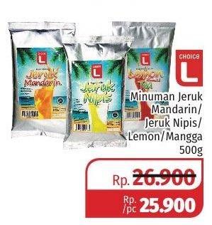 Promo Harga CHOICE L Minuman Jeruk Nipis Mandarin, Nipis, Lemon, Mangga 500 gr - Lotte Grosir