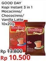 Promo Harga Good Day Instant Coffee 3 in 1 Mocacinno, Chococinno, Vanilla Latte per 10 sachet 20 gr - Indomaret