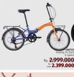 Promo Harga UNITED Folding Bike Stylo 20  - LotteMart