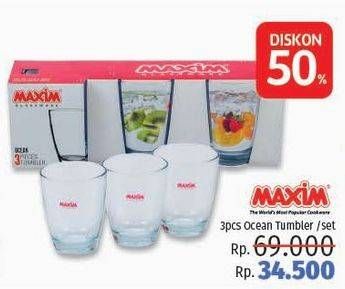 Promo Harga MAXIM Tumbler Glass Ocean per 3 pcs - LotteMart