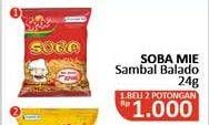 Promo Harga SOBA Snack Mie Sedap Sambal Balado per 2 pcs 24 gr - Alfamidi