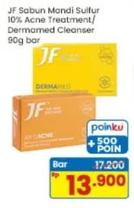Promo Harga Jf Sulfur Sabun Mandi Bar Anti Acne, Dermamed 90 gr - Indomaret