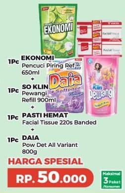Promo Harga Ekonomi Pencuci Piring + Si Klin Pewangi + Pati Hemat Facial Tissue + Daia Detergent  - Yogya